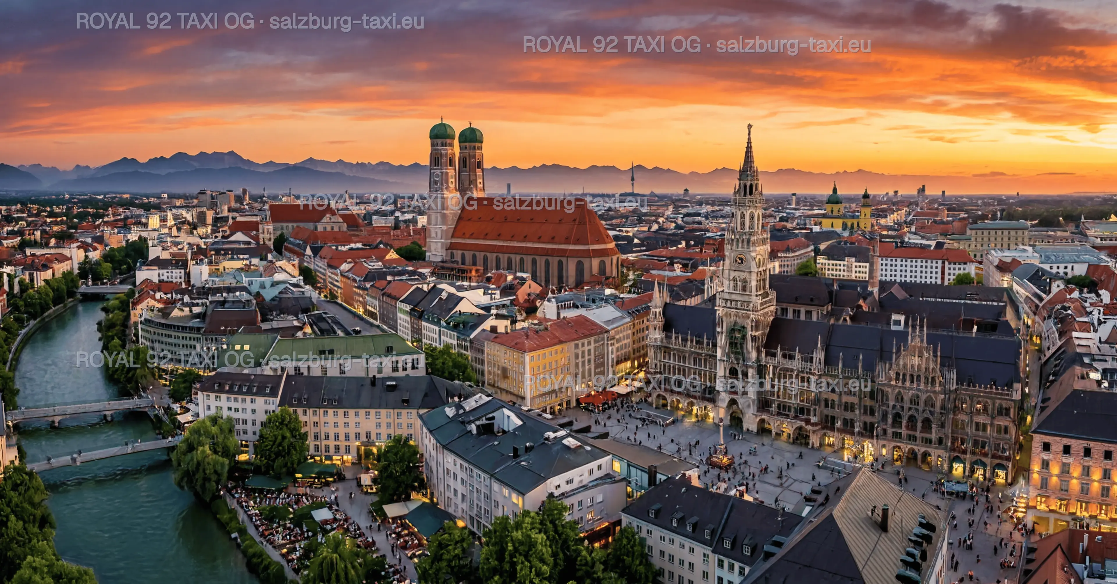 Munich old town and Bavarian skyline on a private transfer from Salzburg